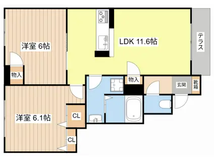 メゾン・ド・クレール(2LDK/1階)の間取り写真