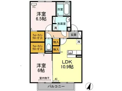 ラ・えっこ・カルム/ラ・雪乃・ミミ A棟(2LDK/2階)の間取り写真