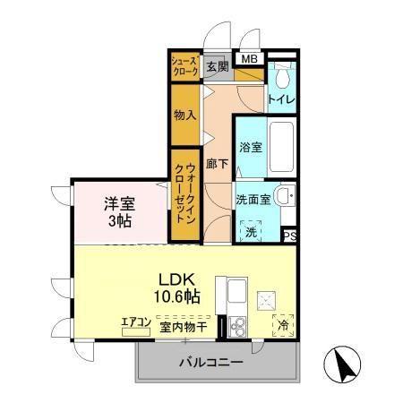 カーサ フェリーチェ(1LDK/1階)の間取り写真