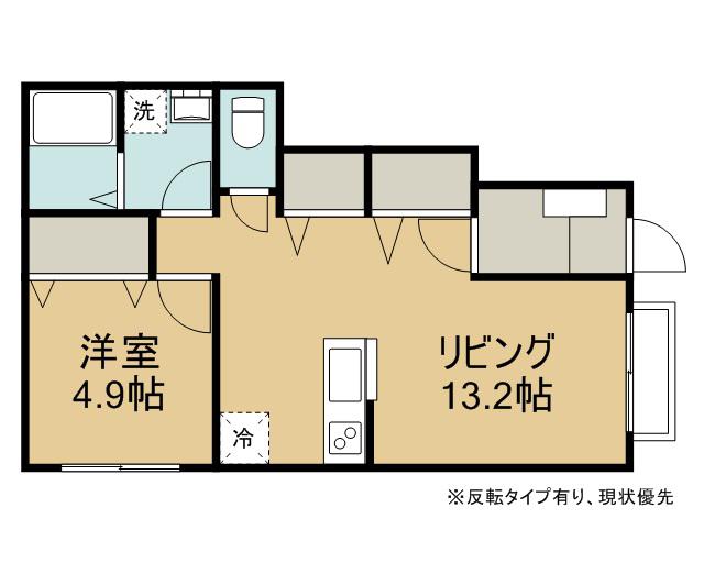 ハイムスクエア本宮 弐番館(1LDK/1階)の間取り写真