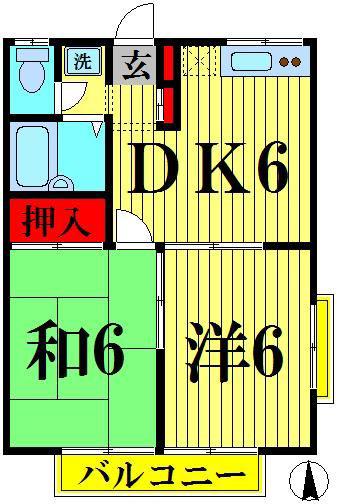 エステートピアブルーム(2DK/2階)の間取り写真
