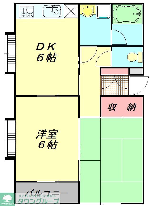 みずほ台グランドールマンション(2DK/1階)の間取り写真