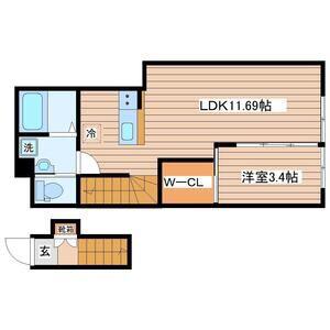 グランヴィラ八本松(1LDK/2階)の間取り写真