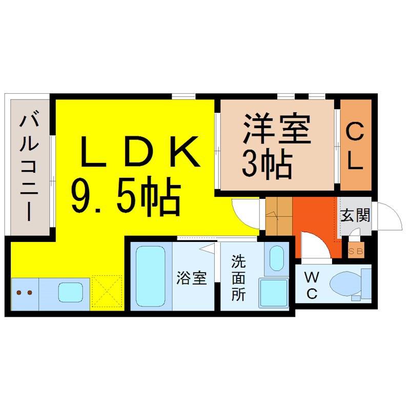 GRANDTIC CHRONOS(1LDK/1階)の間取り写真