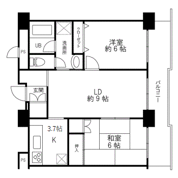 ストークマンション福井(2LDK/12階)の間取り写真