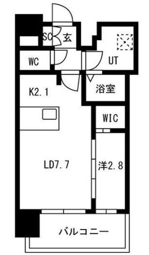 メイクスアート新栄III(1LDK/13階)の間取り写真