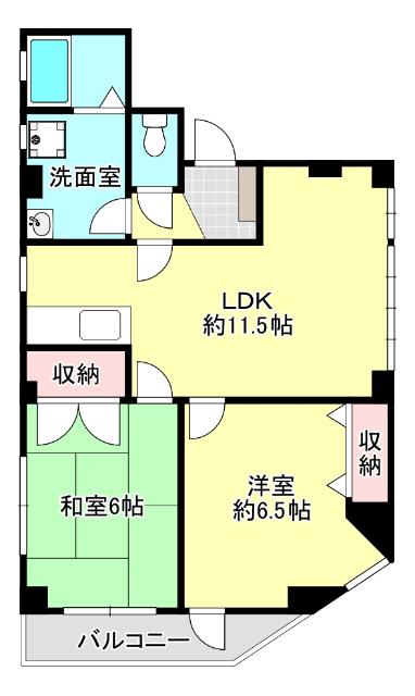 山寺マンション(2LDK/3階)の間取り写真