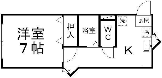 ソレイユ宮城野I(1K/3階)の間取り写真
