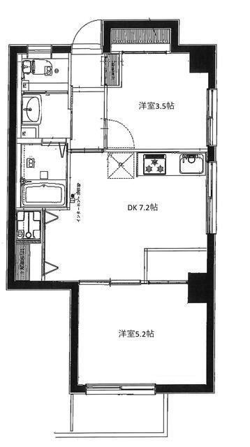 朝日北千束マンション(2DK/1階)の間取り写真