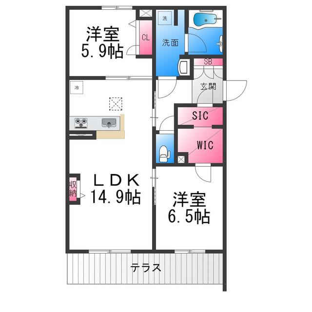 シャーメゾン グラニテ(2LDK/1階)の間取り写真