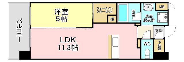 ハイネス槻田(1LDK/4階)の間取り写真