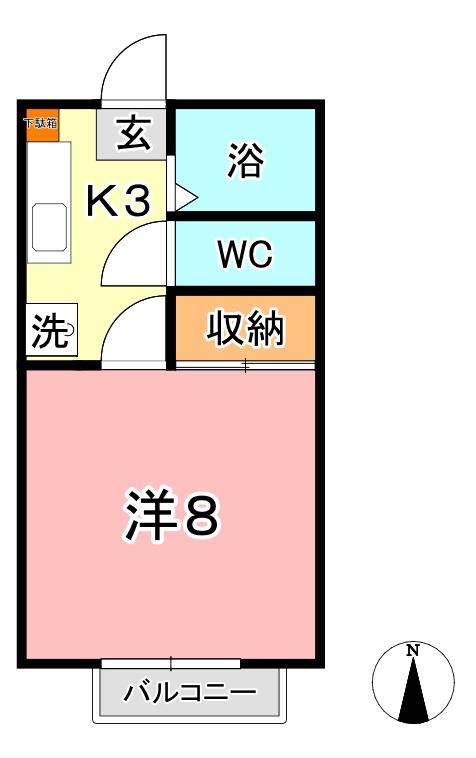 コーポ中原(1K/1階)の間取り写真