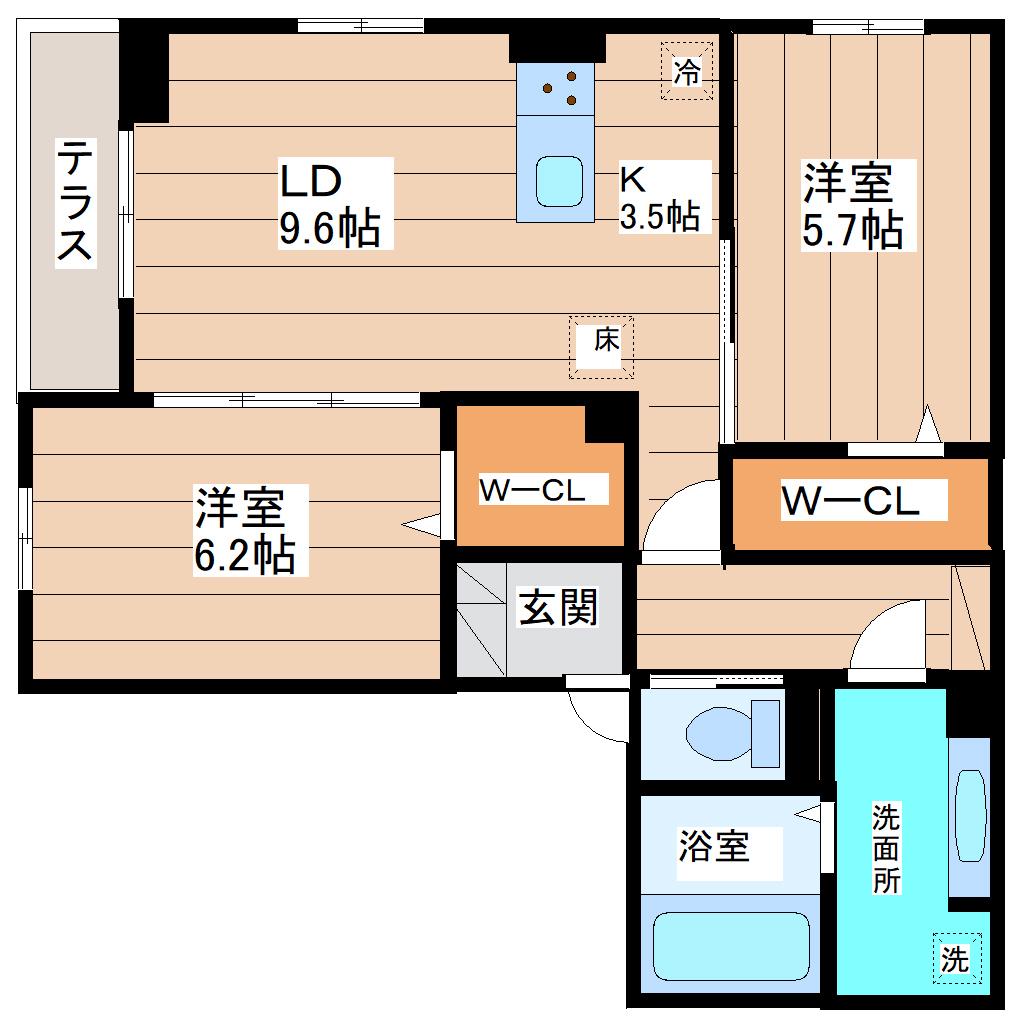 CLASSEUM仙台小田原 I(2LDK/1階)の間取り写真