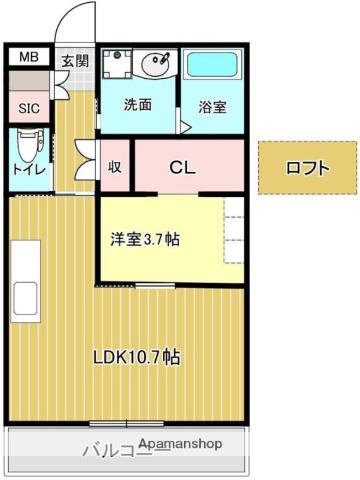 バンベールノース(1LDK/3階)の間取り写真