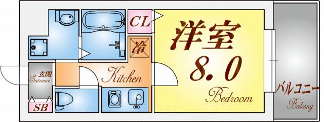 クレアドル須磨(1K/3階)の間取り写真