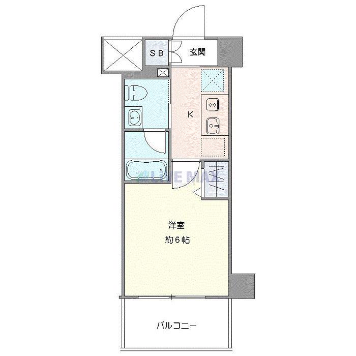 LOG横浜伊勢町(1K/2階)の間取り写真