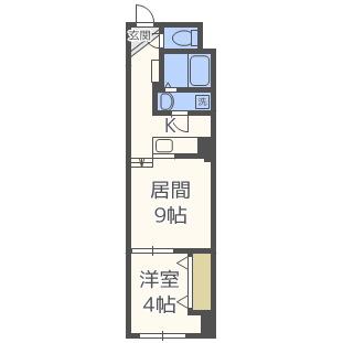 パークヒルズ中央12(1LDK/9階)の間取り写真