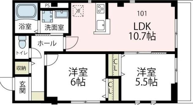 ヴィオラK(2LDK/1階)の間取り写真