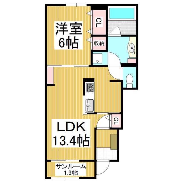 エレガンテ・アネモネ(1LDK/1階)の間取り写真