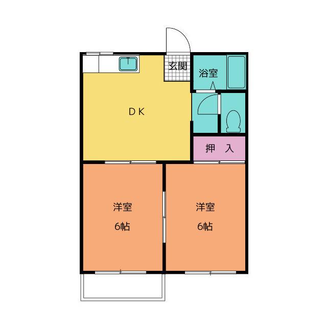 タウニー山田C(2DK/1階)の間取り写真