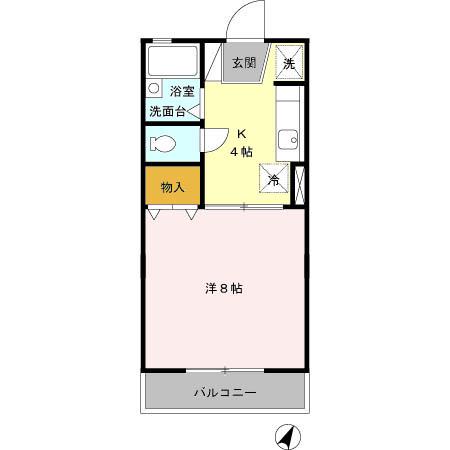 コスモスA(1K/1階)の間取り写真