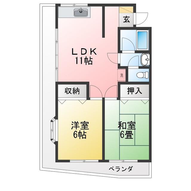 トパーズ・ハイツ(2LDK/2階)の間取り写真