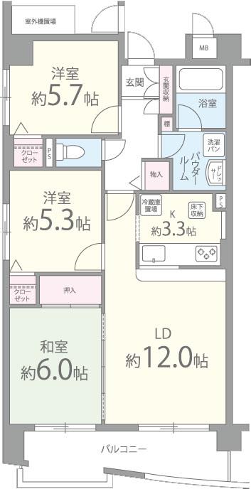 FREAはい21(3LDK/6階)の間取り写真