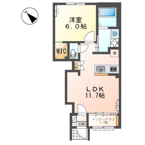 フレール 達(1LDK/1階)の間取り写真