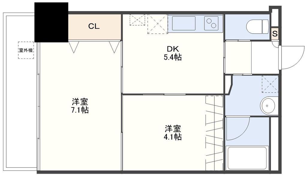 アーバス筑後町(2DK/7階)の間取り写真