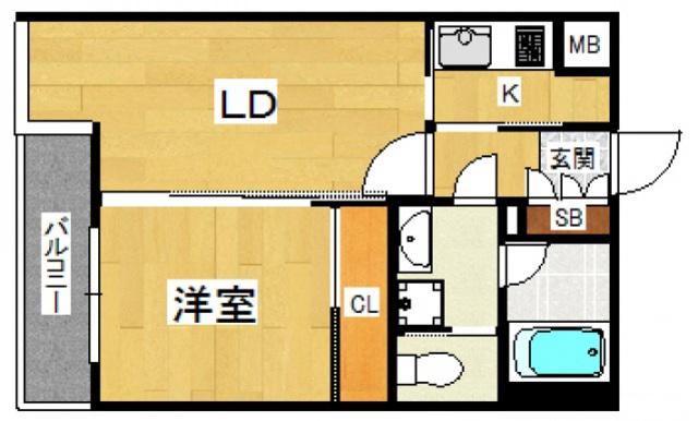 レジデンス千早スクエア(1LDK/5階)の間取り写真