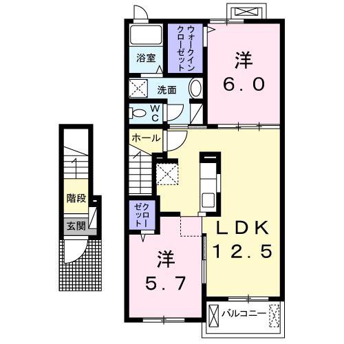 レオン I(2LDK/2階)の間取り写真