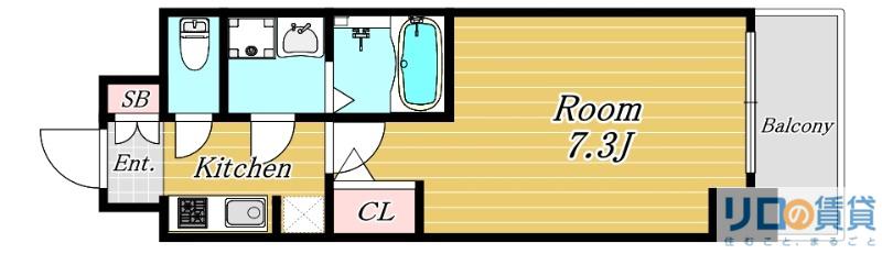 S-RESIDENCE新大阪ウエスト(1K/2階)の間取り写真