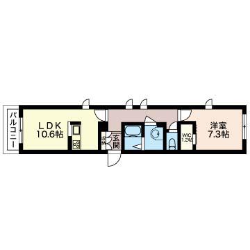 AEQUOR I(1LDK/1階)の間取り写真