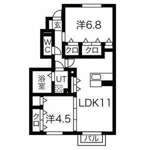 セジュール加佐 B(2LDK/1階)の間取り写真