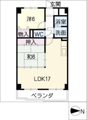 グランパス春岡(2LDK/3階)の間取り写真