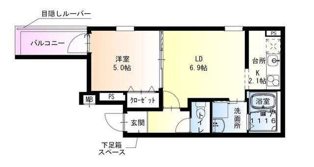 フジパレス高石千代田II番館(1LDK/3階)の間取り写真
