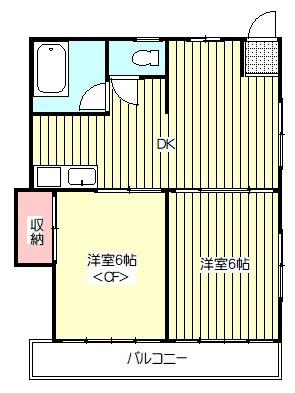 山保ハイツ(2DK/2階)の間取り写真