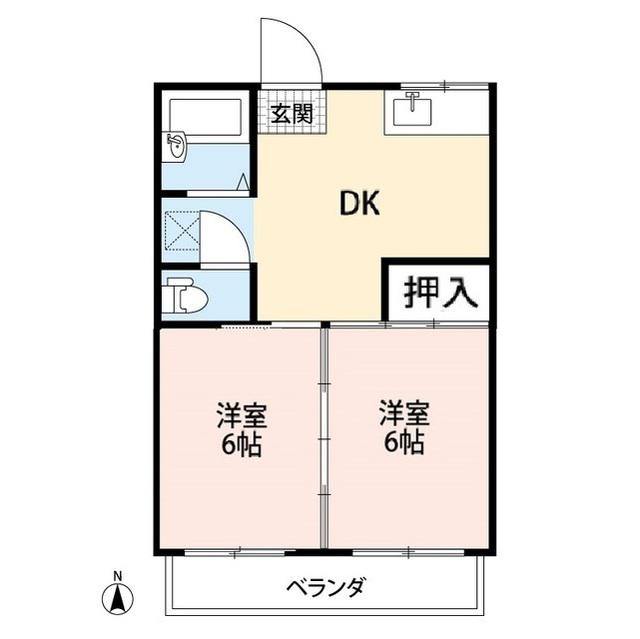 フジハイム(2DK/1階)の間取り写真