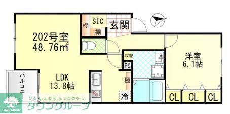 ヴィラージュ戸塚I(1LDK/2階)の間取り写真