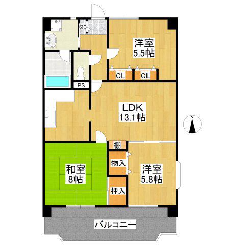 センチュリー7(3LDK/7階)の間取り写真