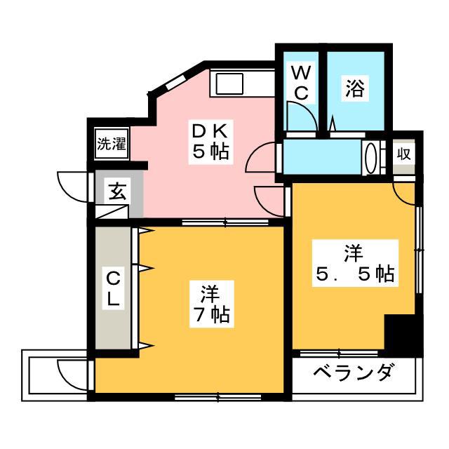 第3梅澤ビル(2DK/5階)の間取り写真