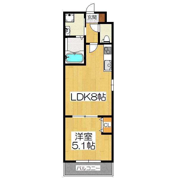 CULTI京都六地蔵(1LDK/5階)の間取り写真
