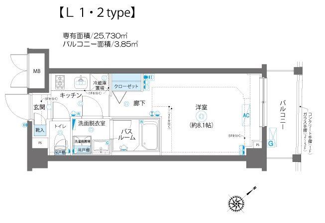 AELL蒲田南(1K/3階)の間取り写真