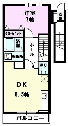 ビューラーII(1LDK/2階)の間取り写真