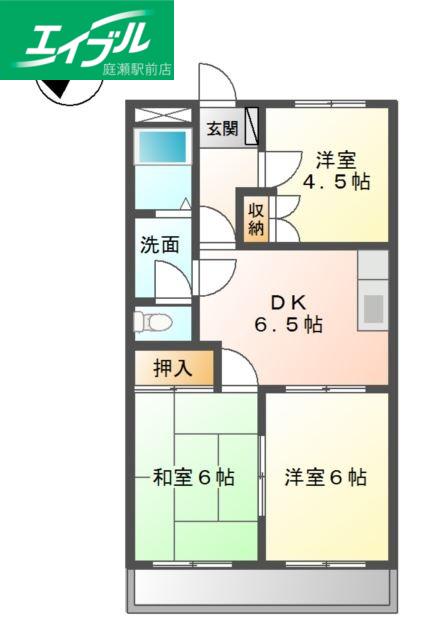 メイプルリーフ(3DK/1階)の間取り写真