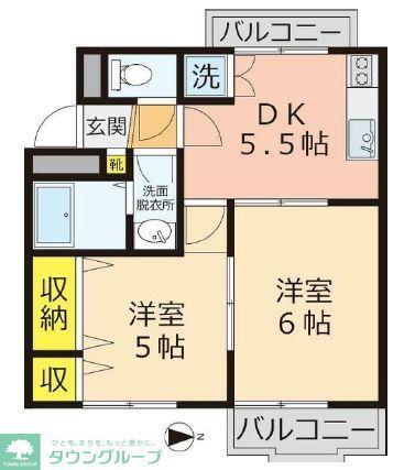 ビレッジハイム(2DK/4階)の間取り写真
