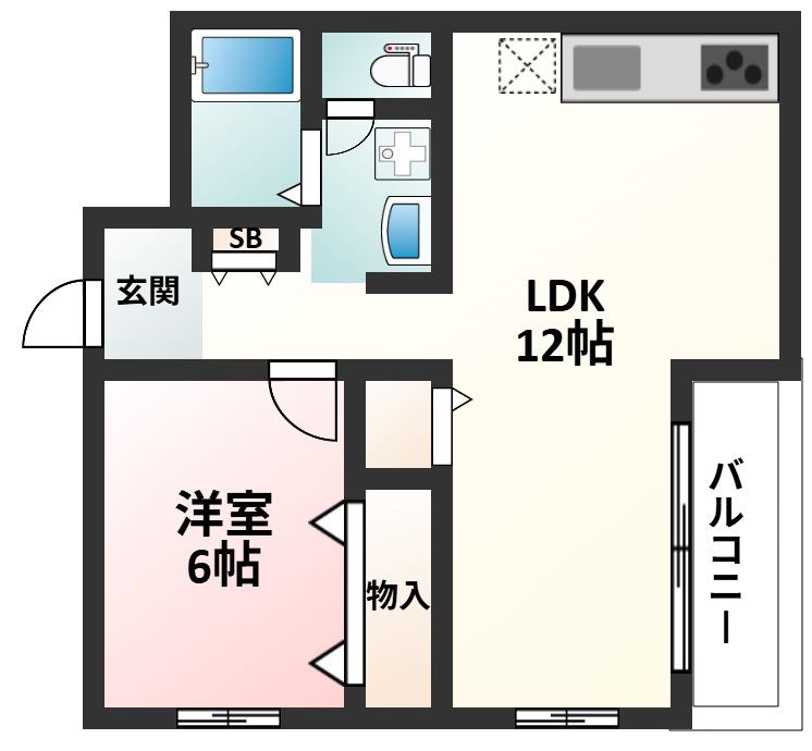 メイウール木川中里(1LDK/3階)の間取り写真