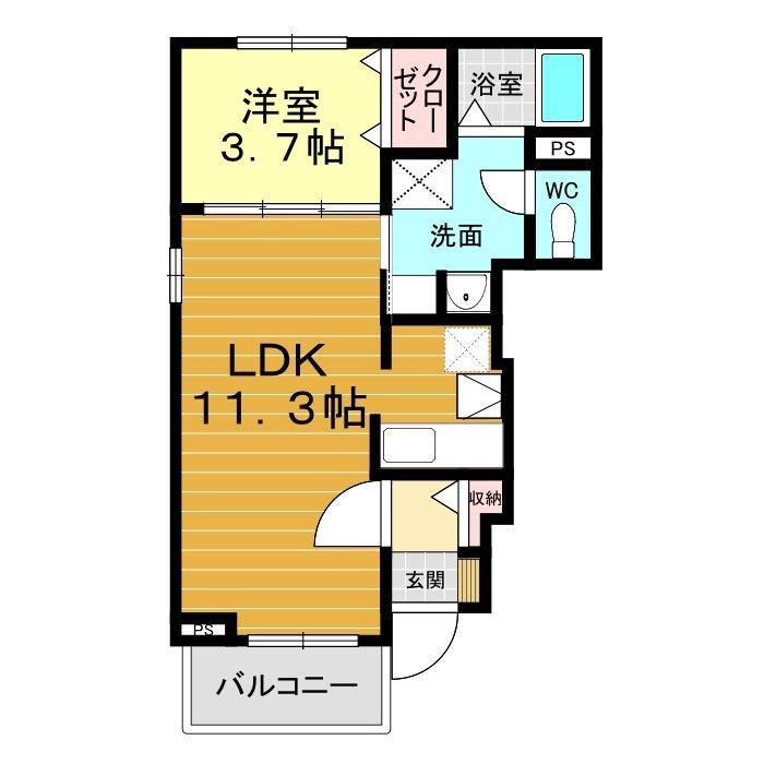 S&AスクエアII(1LDK/1階)の間取り写真