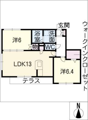 LA TERRE(2LDK/1階)の間取り写真