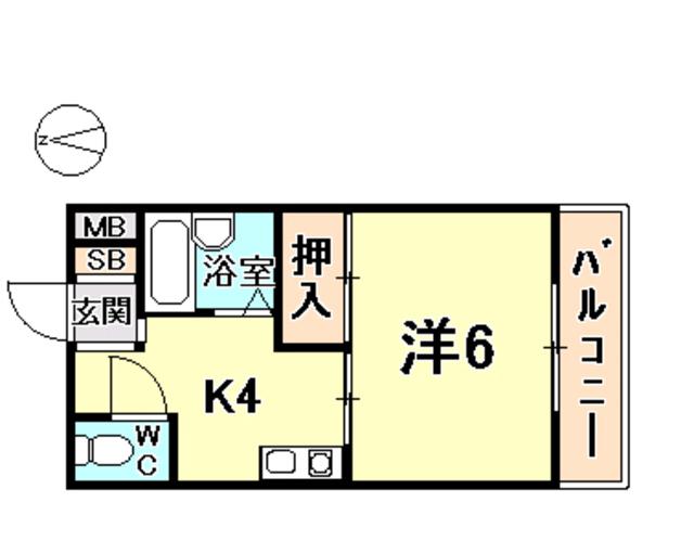 カームカーサ(1K/2階)の間取り写真